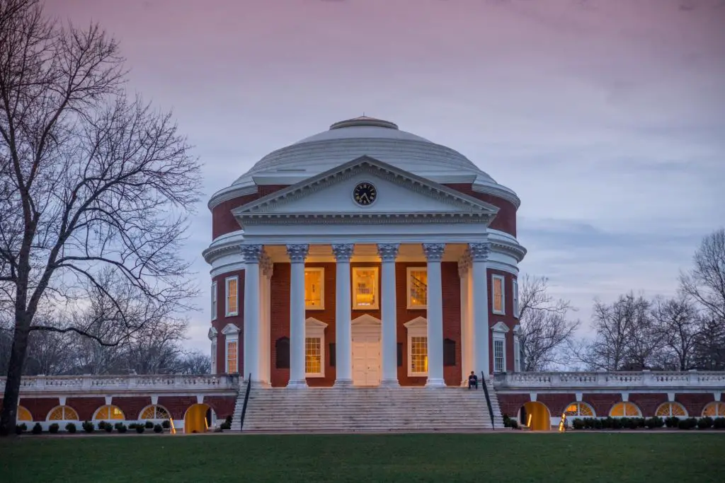 The outside of a building on the University of Virginia's campus.