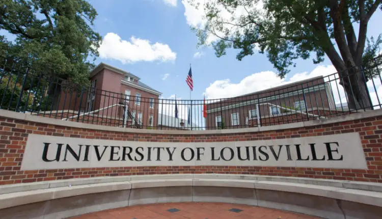 A sign, reading "University of Louisville."