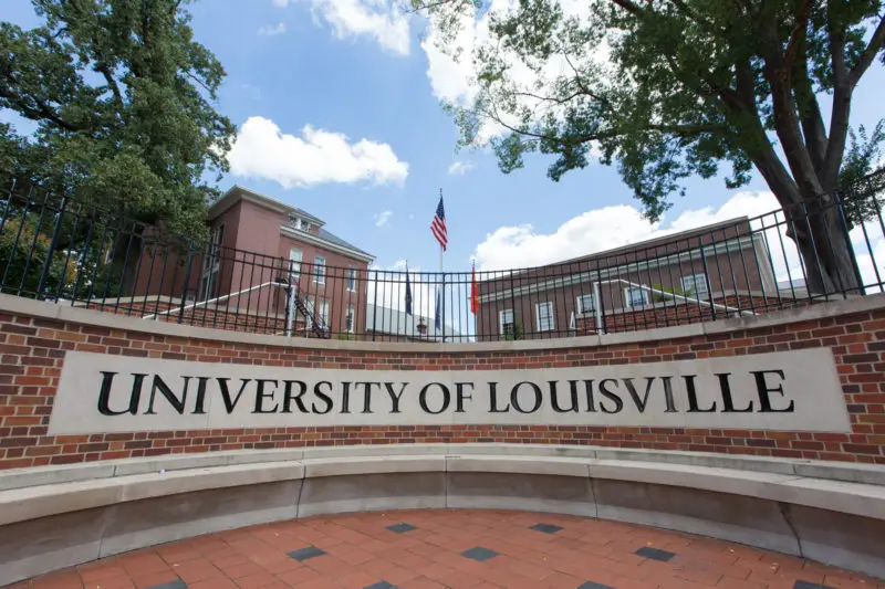 A sign, reading "University of Louisville."