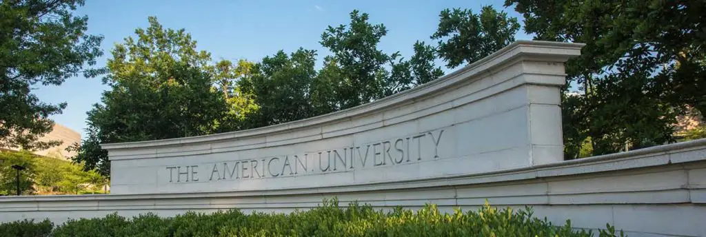 American University campus sign.