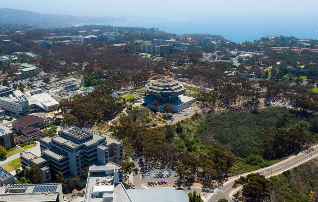 An aerial view of the University of California San Diego campus.