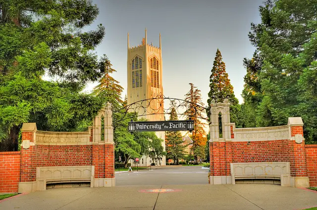 The main entrance to the University of the Pacific's campus.
