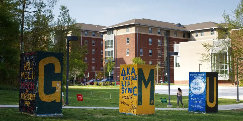 Signs on the George Mason University campus.