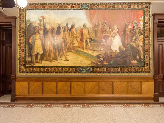 One of the 12 Christopher Columbus murals in the Main Building on the University of Notre Dame campus.