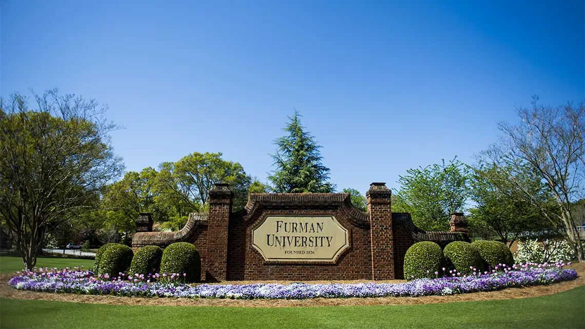 A Furman University sign