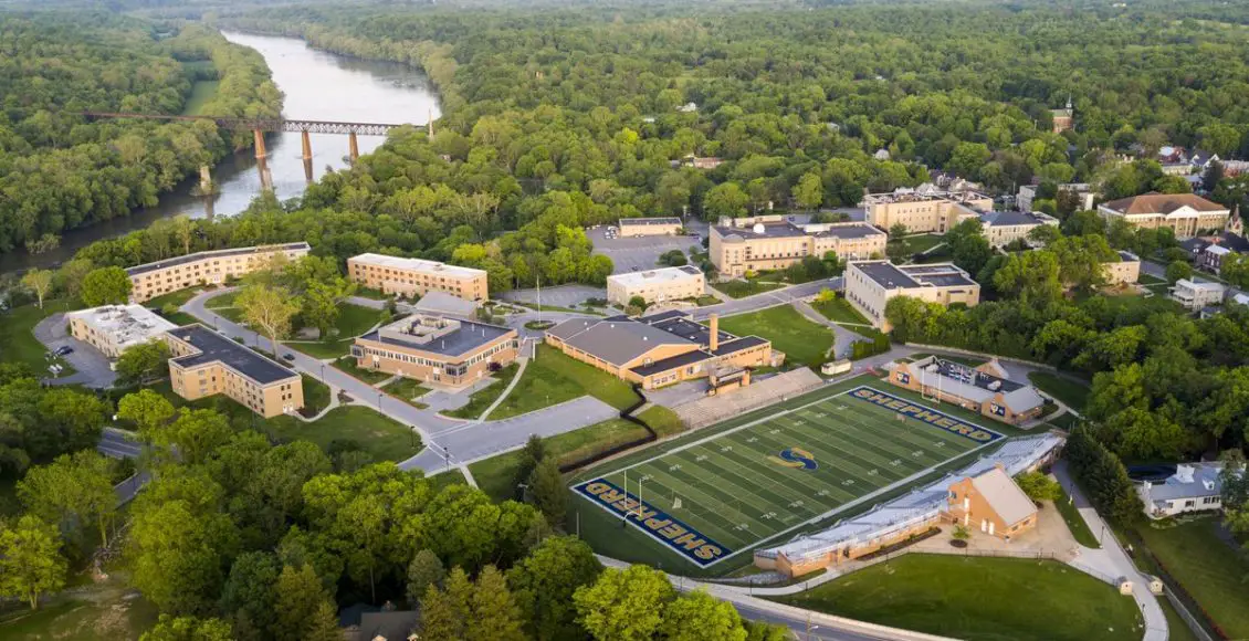 An aerial view of Shepherd University.