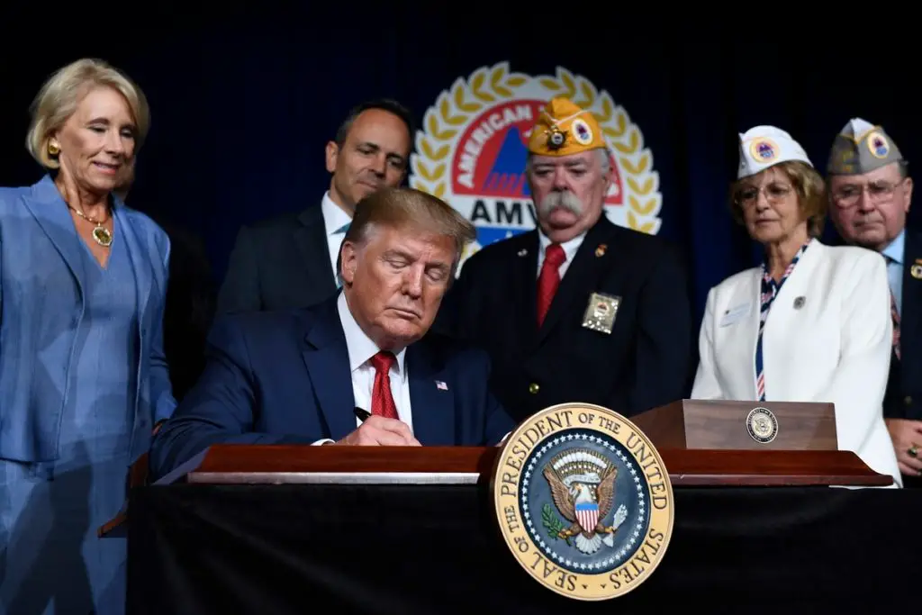 President Donald Trump signs a memorandum