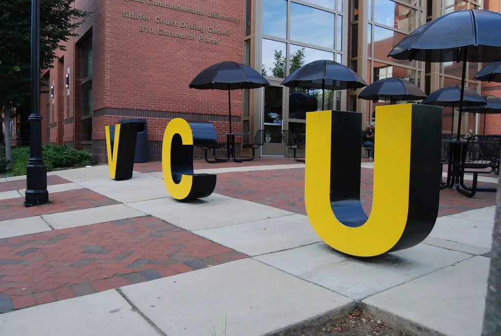 VCU letters in front of Virginia Commonwealth University