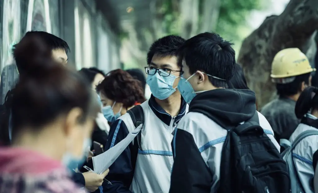 Students with face masks on