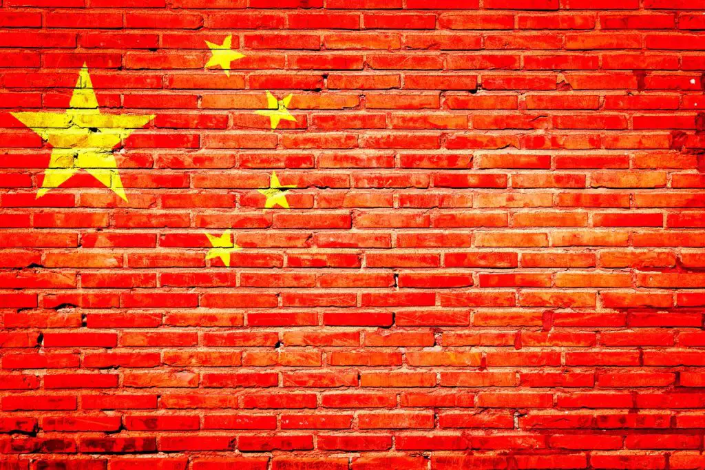 Image of China's flag painted on wall