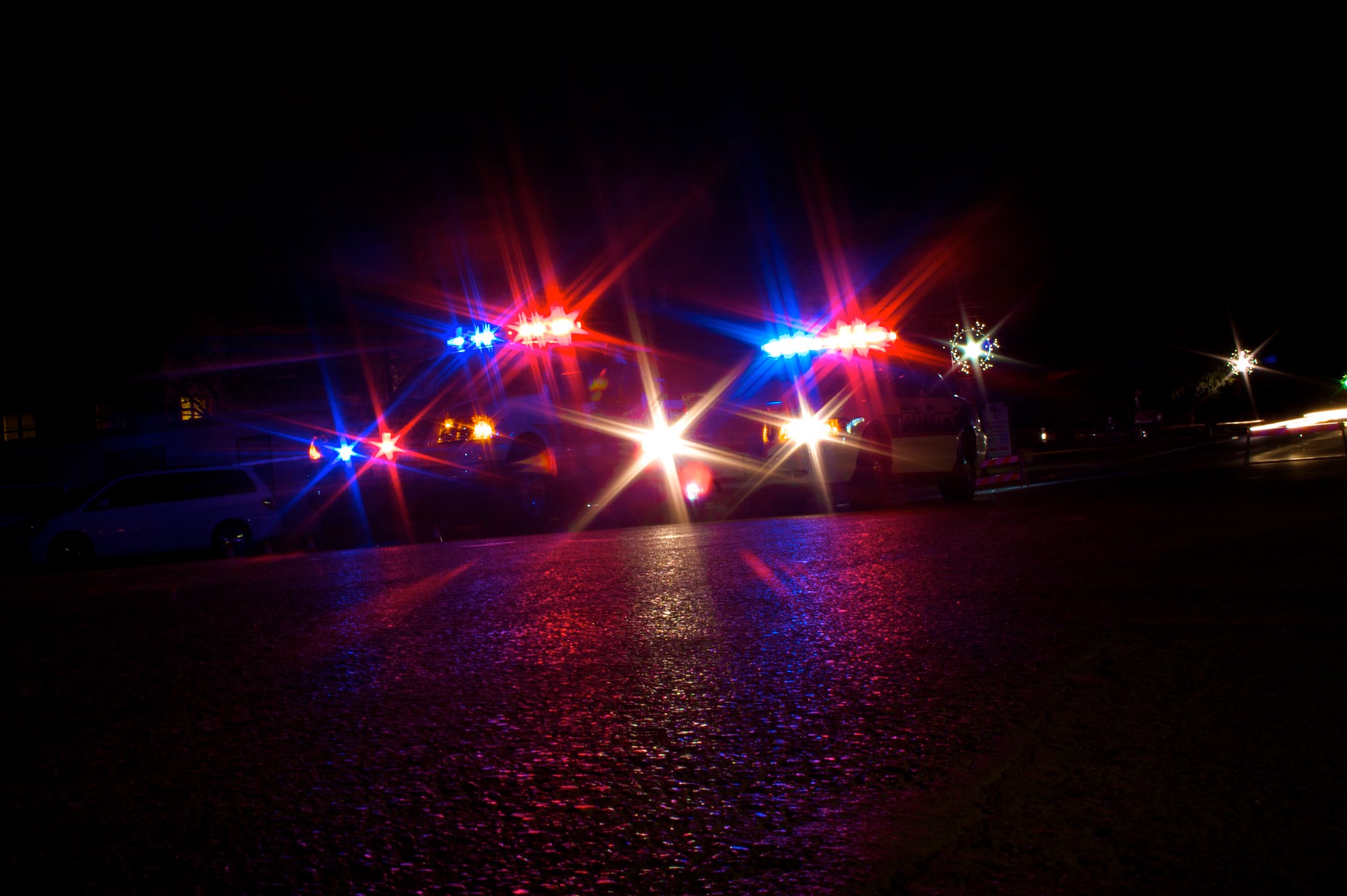 Photo of police lights at night