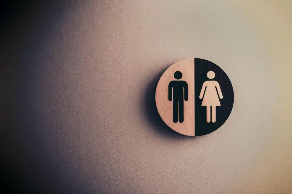 Photo of a restroom sign