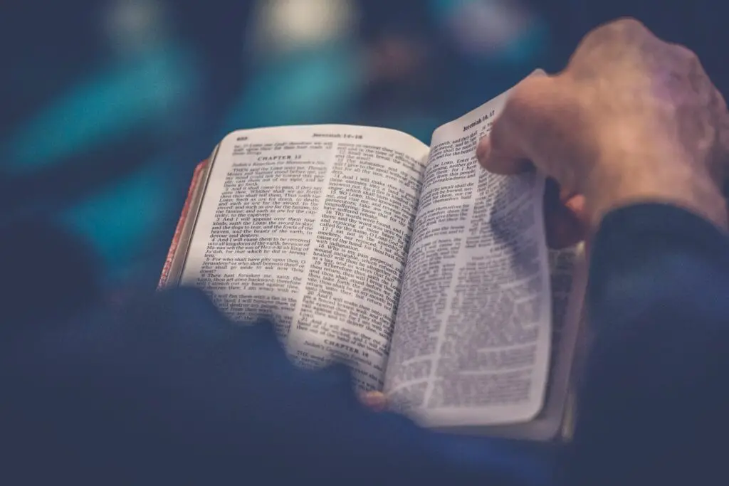 Photo of someone reading the bible.