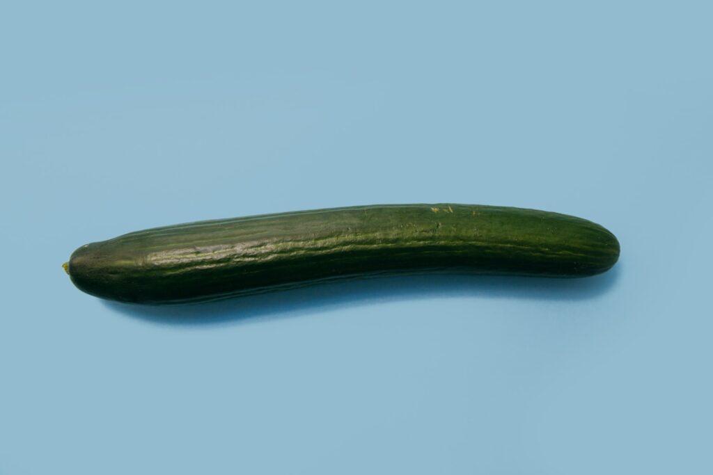 A picture of a cucumber on a blue background