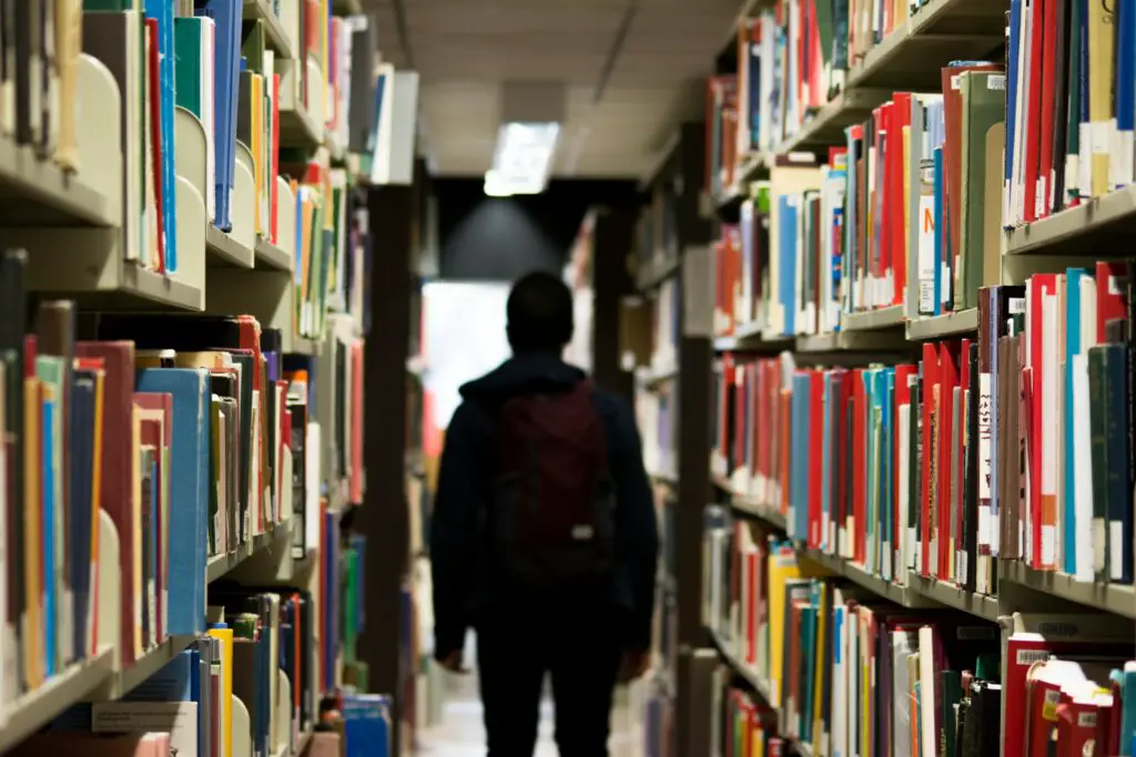 student in the library