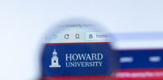Howard University website with logo