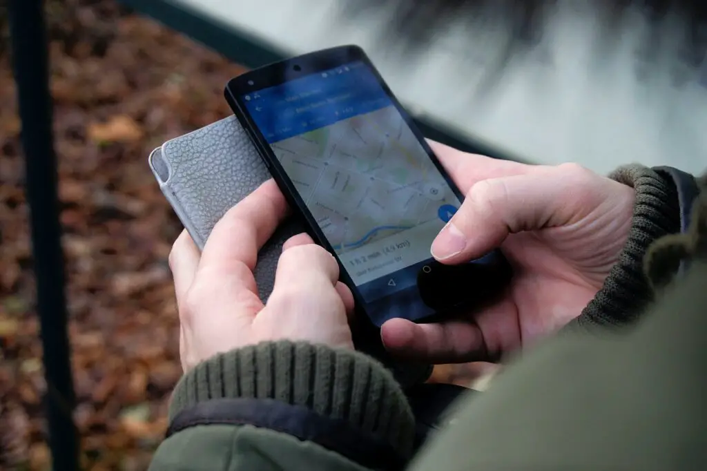 Person looking at an online map