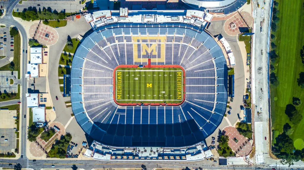 Aerial view of "The Big House" stadium in Michigan