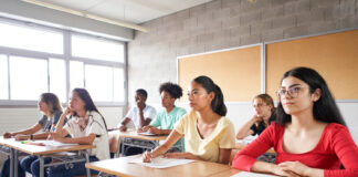 group of students listening attentively during a hard class