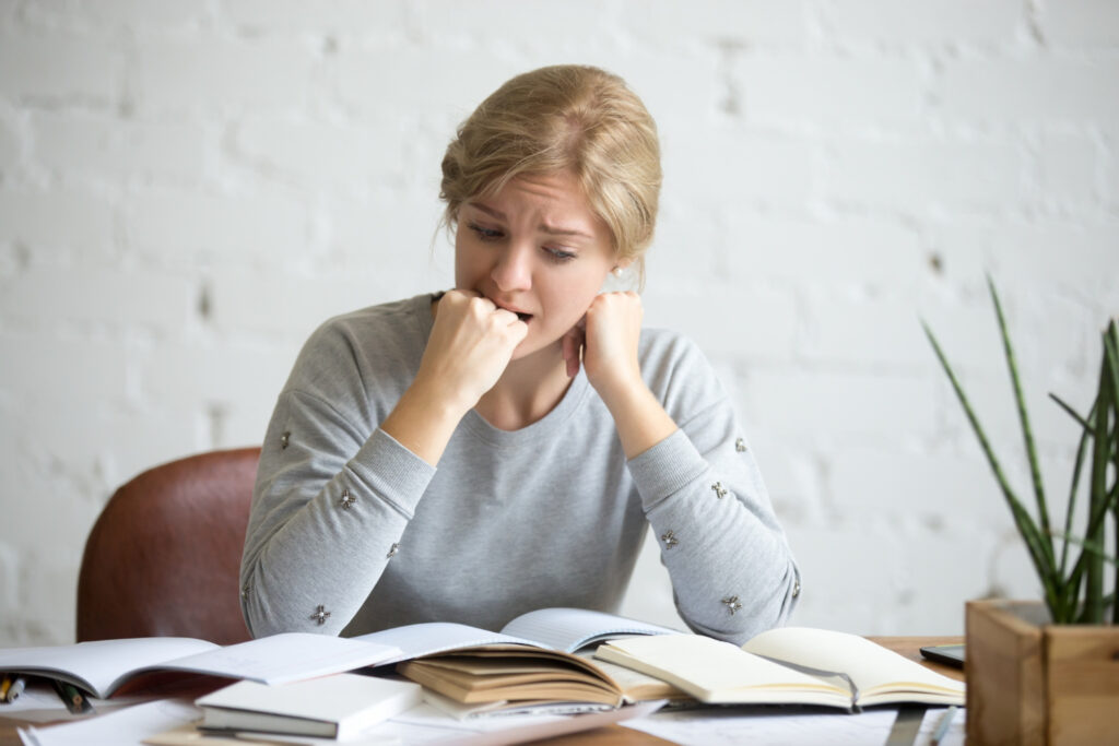 female student overwhelmed by all her tasks