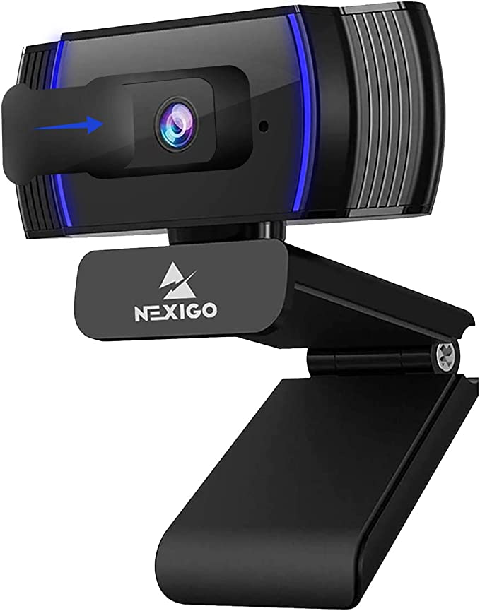 Black NexiGo N930AF webcam with open privacy cover