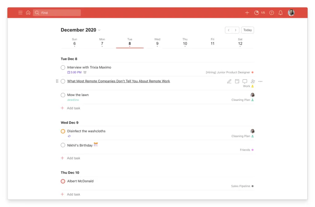 a-screen-capture-of-Todoist-Chrome-extension-calendar-view-that-can-be-utilized-by-professors